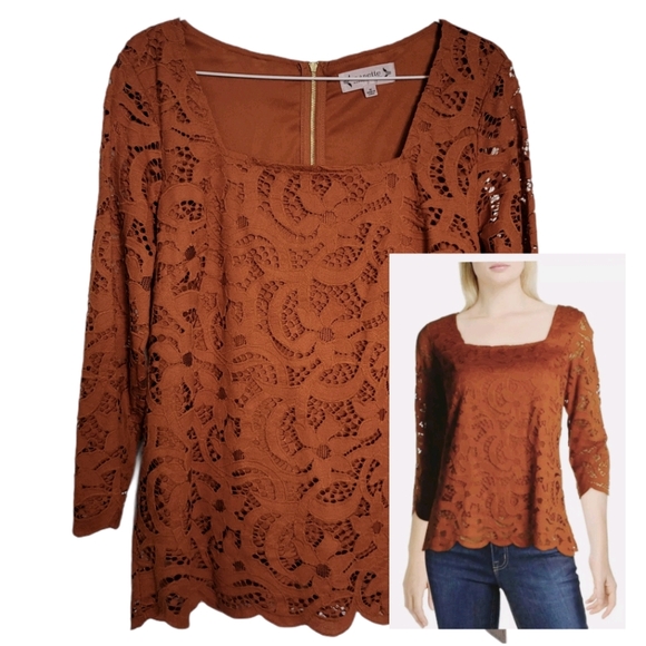 Nanette Nanette Lepore Womens Orange Lace Square N - Picture 1 of 6